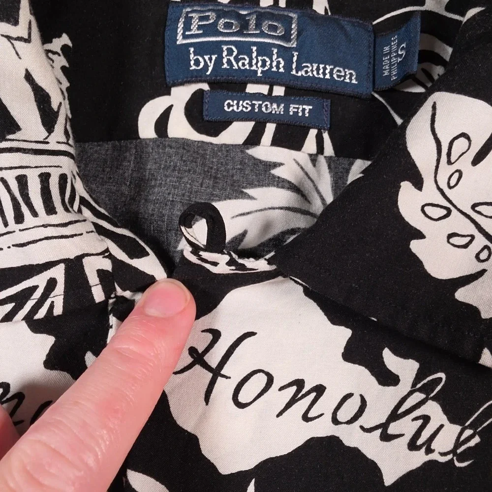 Polo Ralph Lauren Camp Shirt Mens S Loop Collar Hawaiian Islands Floral Aloha
